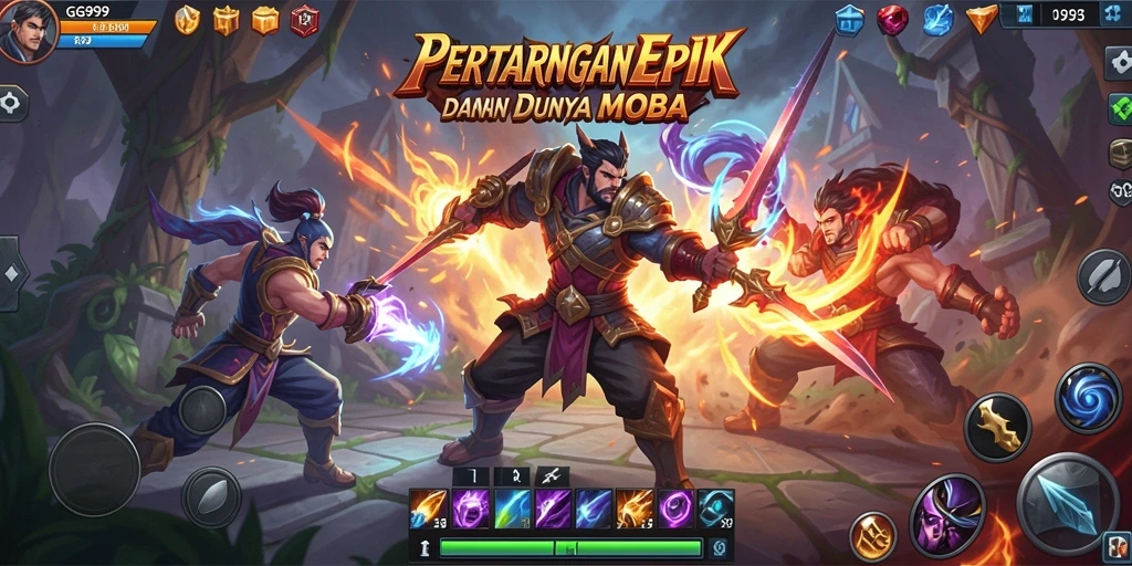 Screenshot gameplay GG999 menampilkan pertempuran sengit antara tim.