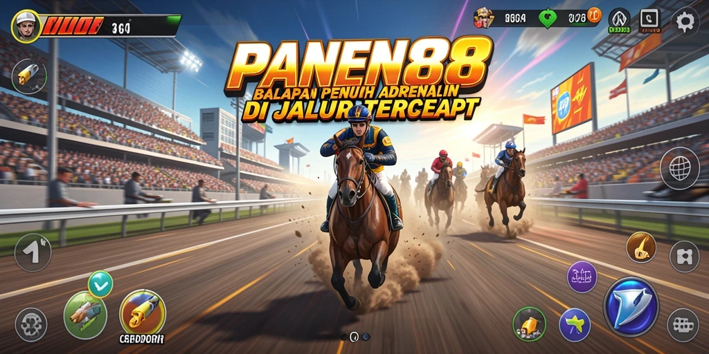 Gameplay balapan seru PANEN88 dengan mobil yang melaju cepat.