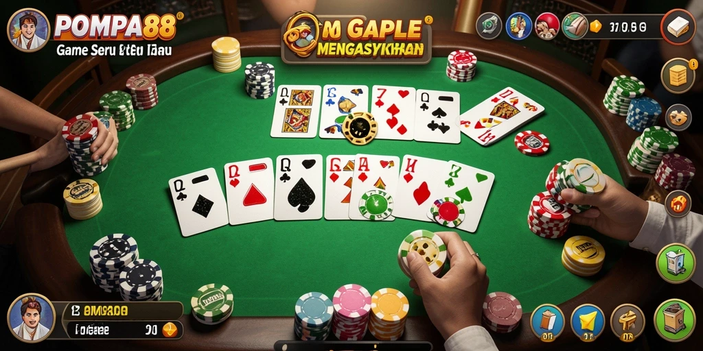 Tampilan gameplay seru dalam POMPA88 dengan suasana Gaple yang asyik.